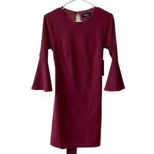 Lulu’s Burgundy Bell Sleeve Sheath Dress